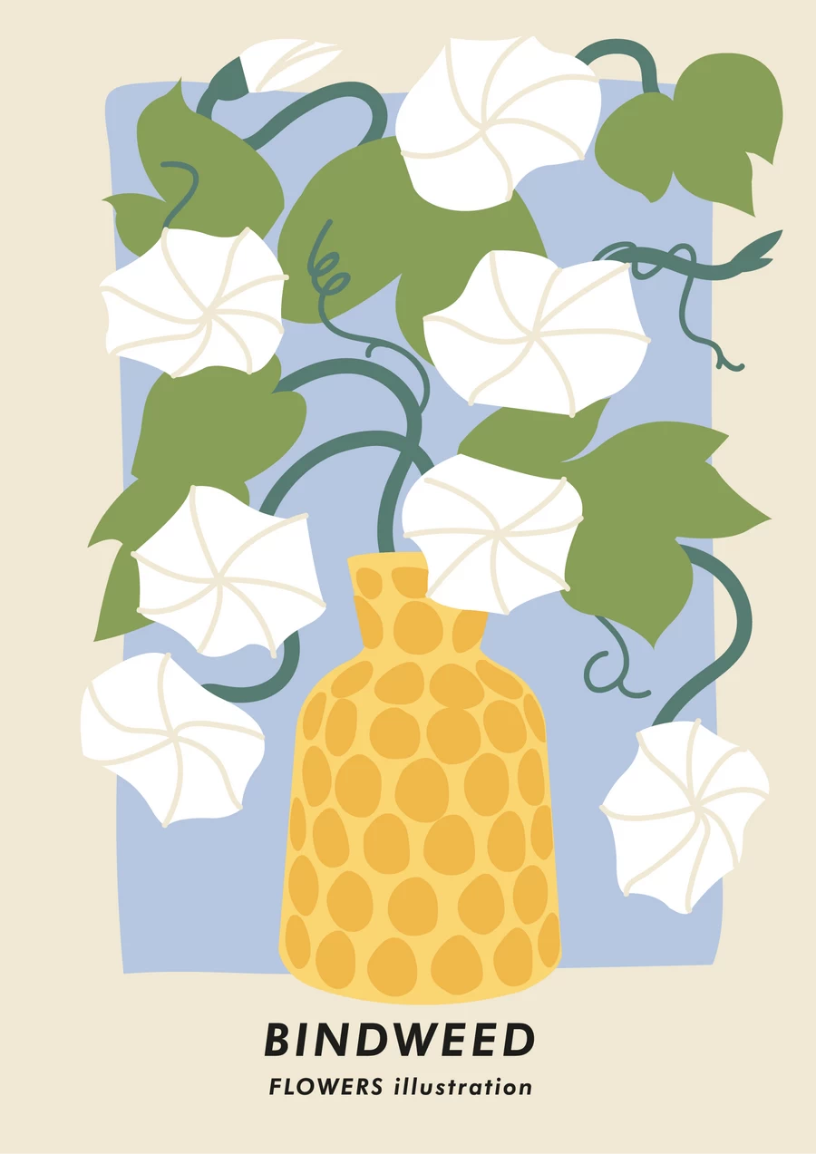手绘小清新北欧花朵植物花卉插画海报封面画芯装饰AI矢量设计素材【029】